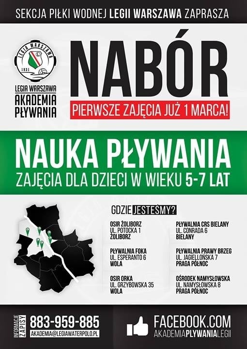 News: Nabór dzieci do Akademii Pływania Legii Warszawa trwa