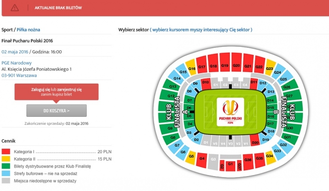 Kłopoty z biletami na finał PP (akt: 17.50)