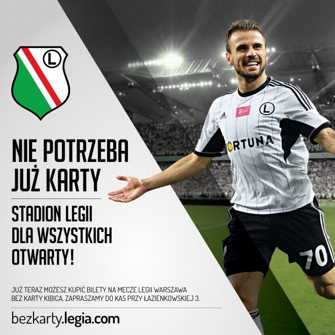 Legia znosi obowiązek posiadania kart kibica