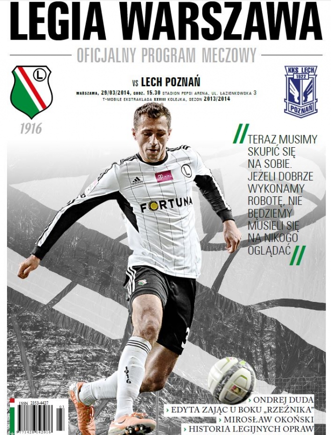 Program na mecz Legia - Lech